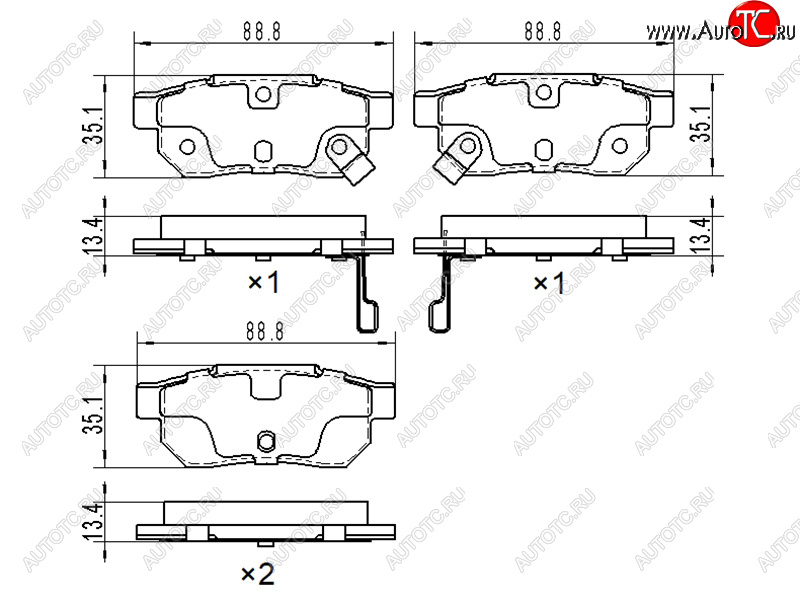 639 р. Колодки тормозные задние RH-LH SAT  Honda Fit ( GP,GK,  3,  3 GP,GK) (2013-2020)  дорестайлинг, GP,GK 1-ый рестайлинг, 2-ой рестайлинг  с доставкой в г. Екатеринбург