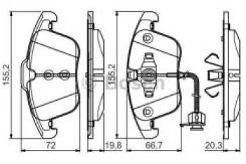 4 099 р. Колодки тормозные передние (4шт.) BOSCH  Audi A4  B8 - A5  8T  с доставкой в г. Екатеринбург. Увеличить фотографию 1