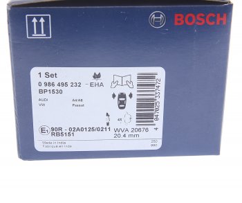 2 899 р. Колодки тормозные передние (4шт.) BOSCH Audi A6 C6 дорестайлинг, универсал (2004-2008)  с доставкой в г. Екатеринбург. Увеличить фотографию 4