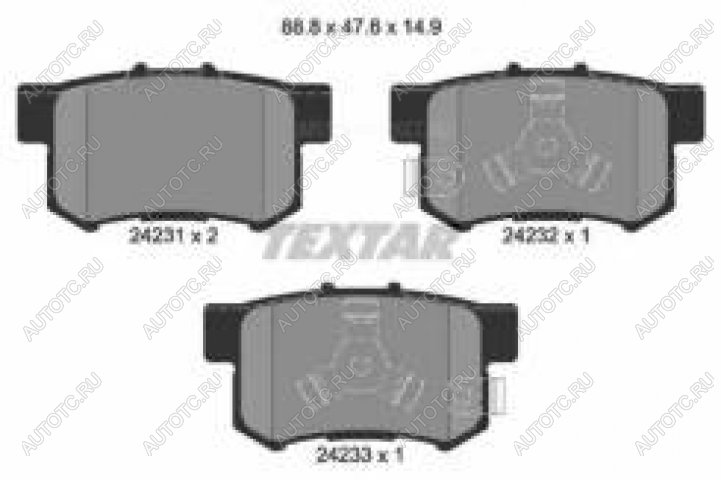 3 099 р. Колодки тормозные задние (4шт.) TEXTAR Honda CR-V RD4,RD5,RD6,RD7,RD9  дорестайлинг (2001-2004)  с доставкой в г. Екатеринбург