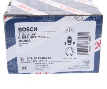 2 099 р. Колодки тормозные задние барабанные 4шт. BOSCH Hyundai Santa Fe SM (2000-2012)  с доставкой в г. Екатеринбург. Увеличить фотографию 4