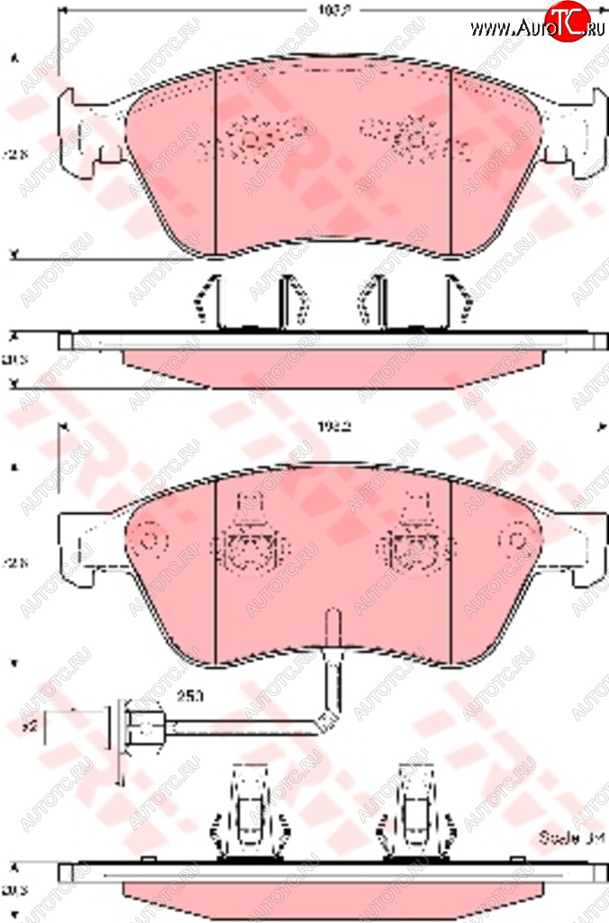 8 649 р. Колодки тормозные передние (4шт.) TRW Audi A8 D3 дорестайлинг (2002-2005)  с доставкой в г. Екатеринбург