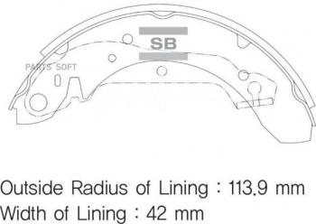 Колодки тормозные задние барабанные (4шт.) SANGSIN Hyundai (Хюндаи) Sonata (Соната)  Y3 (1996-1998) Y3 рестайлинг