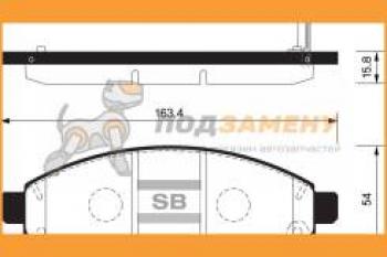 Колодки тормозные передние (4шт.) SANGSIN Nissan Navara (1 D21,  1 D22,  2 D40,  3 D23), Pathfinder (R50,  R51,  R52,  R53)