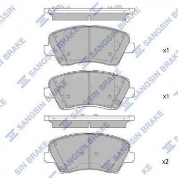 Колодки тормозные передние R15 (4шт.) SANGSIN Hyundai (Хюндаи) Elantra (Элантра)  AD (2016-2020), KIA (КИА) Ceed (Сид) ( 2 JD,  3 CD) (2012-2024)