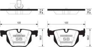 2 399 р. Колодки тормозные задние (4шт.) SANGSIN  BMW 3 серия  E90 - 5 серия  E60  с доставкой в г. Екатеринбург. Увеличить фотографию 1