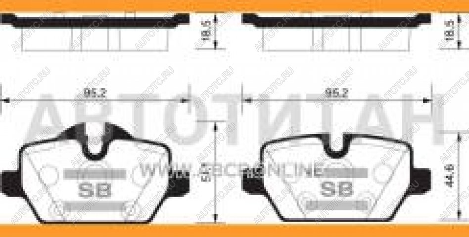 1 689 р. Колодки тормозные задние (4шт.) SANGSIN  BMW 1 серия  E87 - 3 серия  E90  с доставкой в г. Екатеринбург