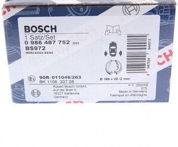 3 279 р. Колодки тормозные задние барабанные (4шт.) BOSCH Mercedes-Benz E-Class W212 рестайлинг седан (2013-2017)  с доставкой в г. Екатеринбург. Увеличить фотографию 5