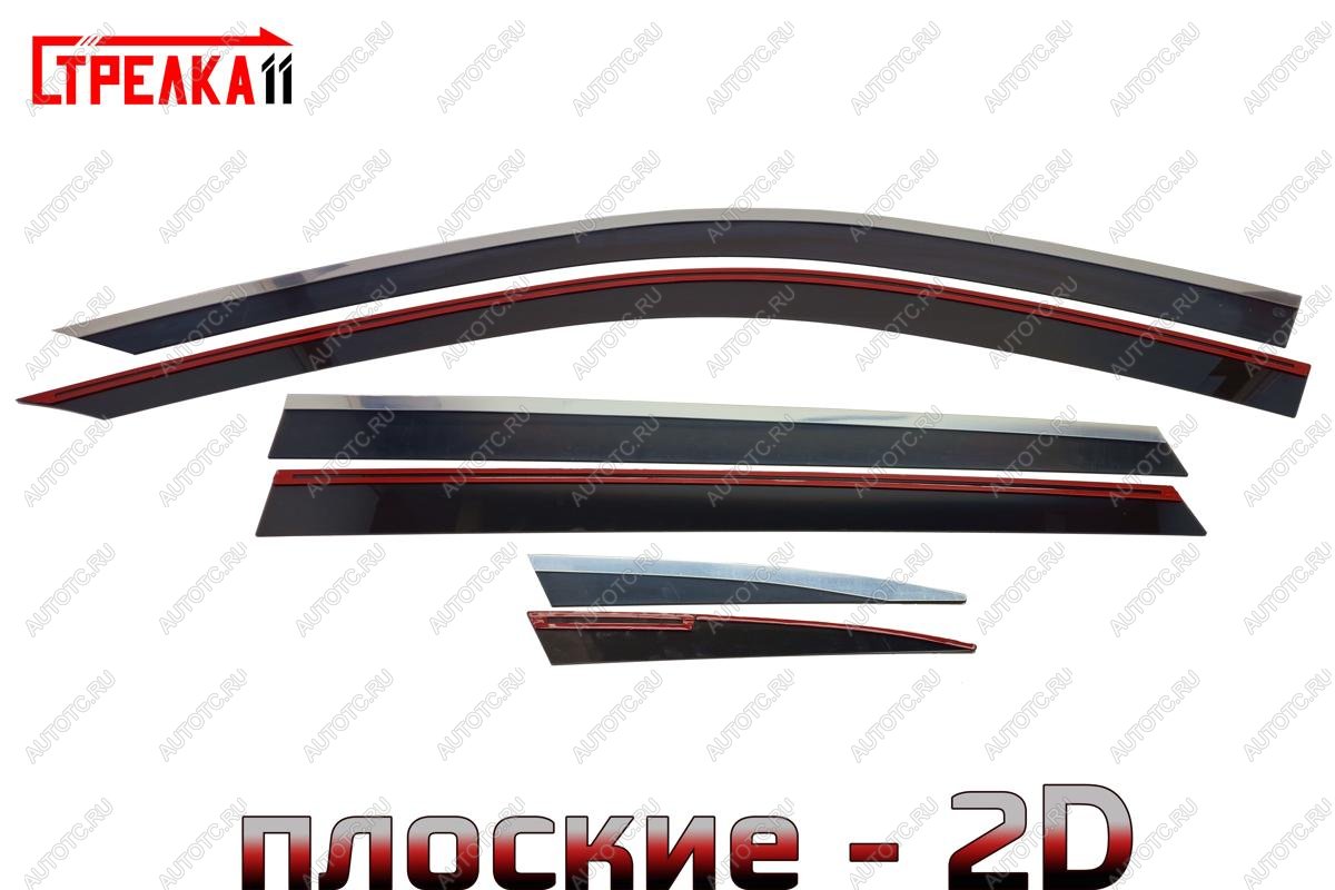 7 399 р. Дефлекторы окон 2D с хром накладками Стрелка11  Geely Monjaro (2022-2024) (черные)  с доставкой в г. Екатеринбург