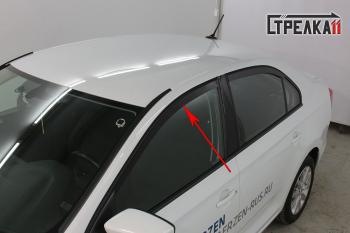 4 749 р. Дефлекторы окон 2D Стрелка11 Volkswagen Polo Mk6 лифтбек (2020-2022) (черные)  с доставкой в г. Екатеринбург. Увеличить фотографию 1