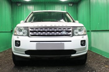 3 199 р. Защитная сетка в бампер (низ, ячейка 3х7 мм) Alfeco Стандарт Land Rover Freelander L359 1-ый рестайлинг (2010-2012) (Чёрная)  с доставкой в г. Екатеринбург. Увеличить фотографию 1