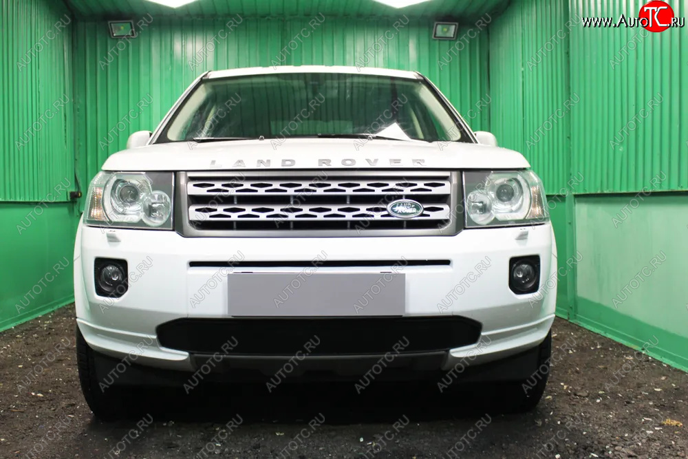 3 199 р. Защитная сетка в бампер (низ, ячейка 3х7 мм) Alfeco Стандарт Land Rover Freelander L359 1-ый рестайлинг (2010-2012) (Чёрная)  с доставкой в г. Екатеринбург