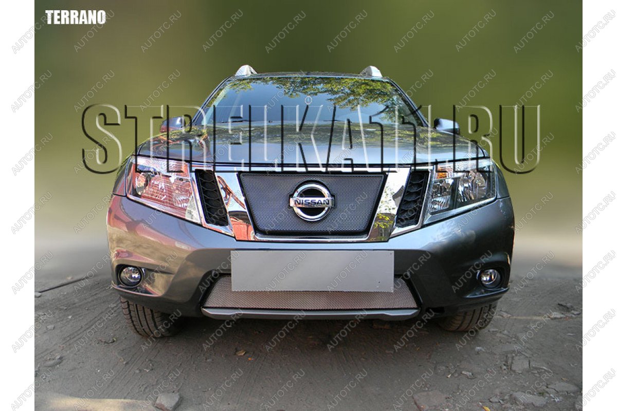 3 279 р. Защита радиатора (верх) Стрелка11 Стандарт Nissan Terrano D10 дорестайлинг (2013-2016) (черная)  с доставкой в г. Екатеринбург