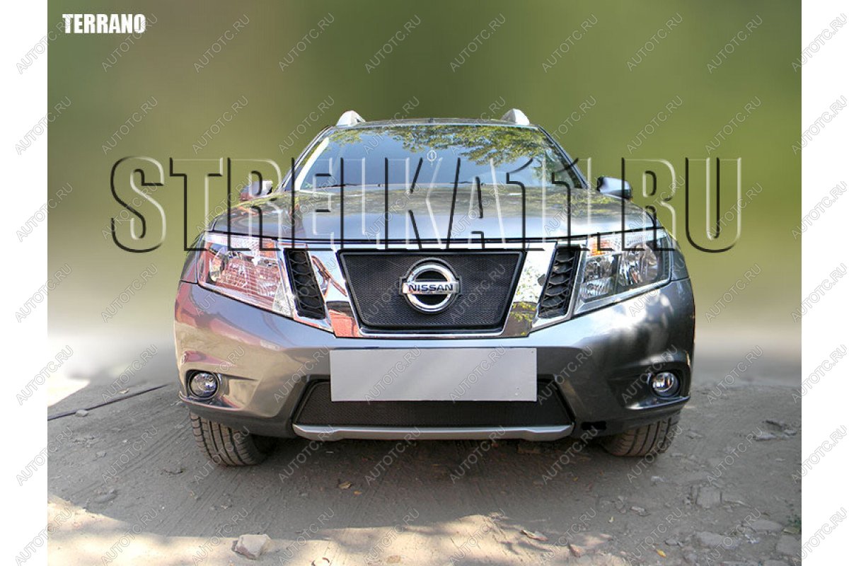 3 779 р. Защита радиатора (низ) Стрелка11 Стандарт Nissan Terrano D10 дорестайлинг (2013-2016) (черная)  с доставкой в г. Екатеринбург