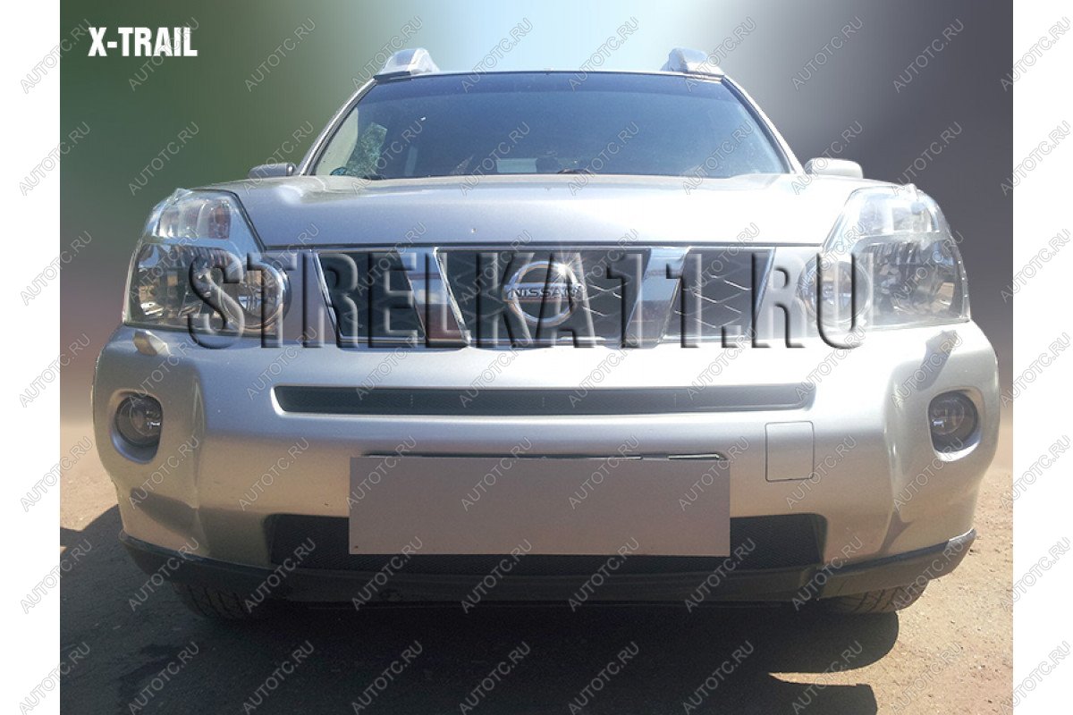 3 399 р. Защита радиатора (низ) Стрелка11 Стандарт  Nissan X-trail  2 T31 (2007-2011) дорестайлинг (черная)  с доставкой в г. Екатеринбург