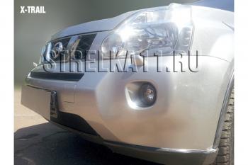 3 399 р. Защита радиатора (низ) Стрелка11 Стандарт  Nissan X-trail  2 T31 (2007-2011) дорестайлинг (черная)  с доставкой в г. Екатеринбург. Увеличить фотографию 2