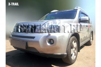 3 589 р. Защита радиатора (низ) Стрелка11 Стандарт  Nissan X-trail  2 T31 (2007-2011) дорестайлинг (хром)  с доставкой в г. Екатеринбург. Увеличить фотографию 2