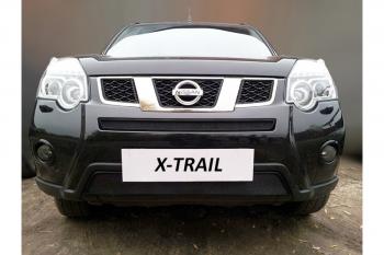 2 659 р. Защита радиатора (середина) Стрелка11 Стандарт  Nissan X-trail  2 T31 (2010-2015) рестайлинг (черная)  с доставкой в г. Екатеринбург. Увеличить фотографию 2