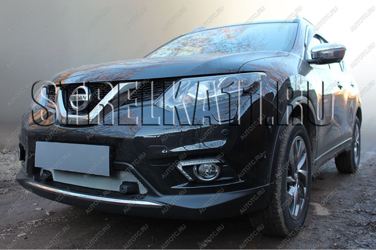 3 499 р. Защита радиатора (с парктроником низ) Стрелка11 Стандарт  Nissan X-trail  3 T32 (2013-2018) дорестайлинг (хром)  с доставкой в г. Екатеринбург