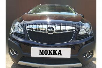 3 279 р. Защита радиатора (верх) Стрелка11 Стандарт Opel Mokka  дорестайлинг (2012-2016) (черная)  с доставкой в г. Екатеринбург. Увеличить фотографию 2