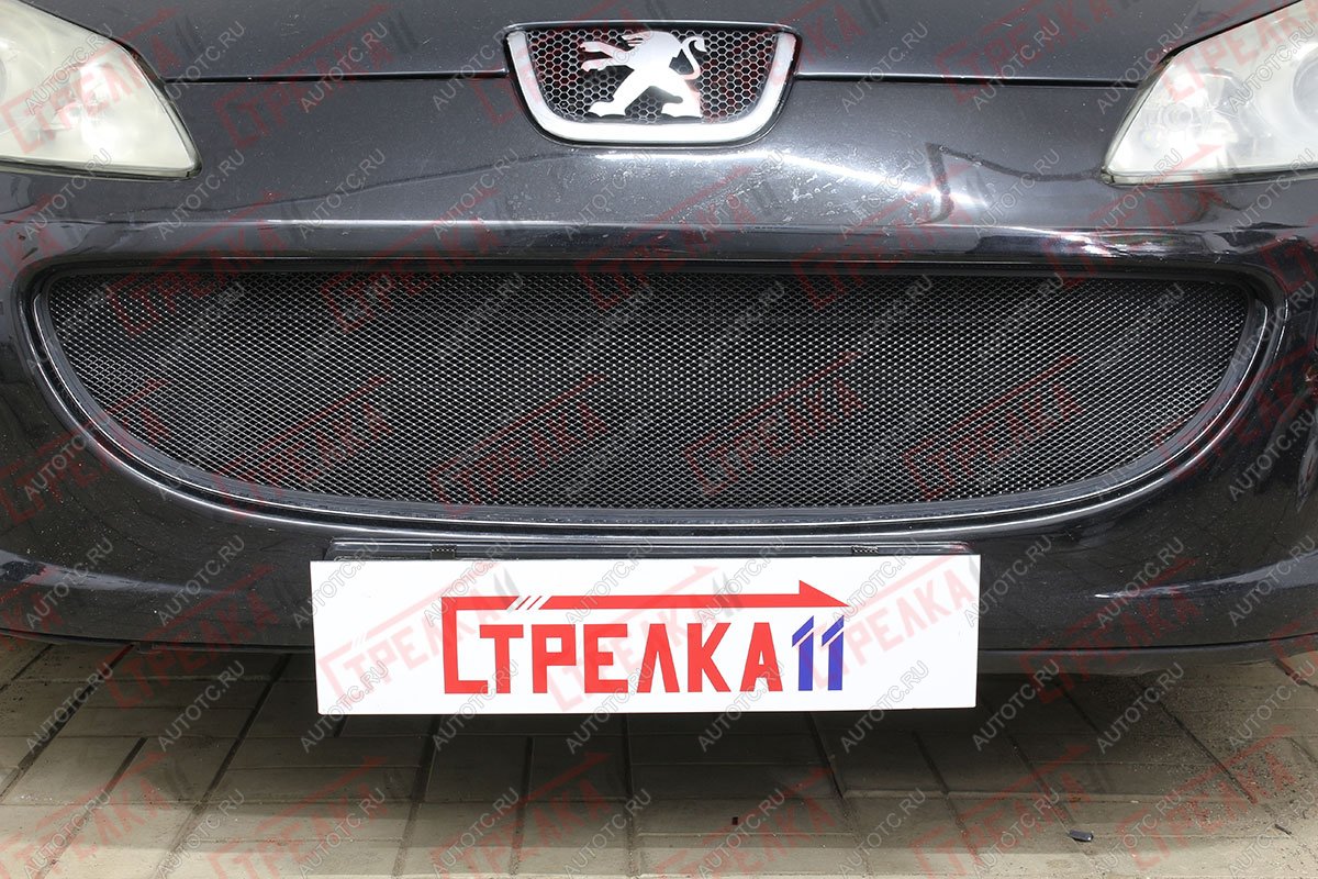 3 199 р. Защита радиатора (низ) Стрелка11 Стандарт  Peugeot 407 ( седан,  универсал) (2004-2011) (черная)  с доставкой в г. Екатеринбург