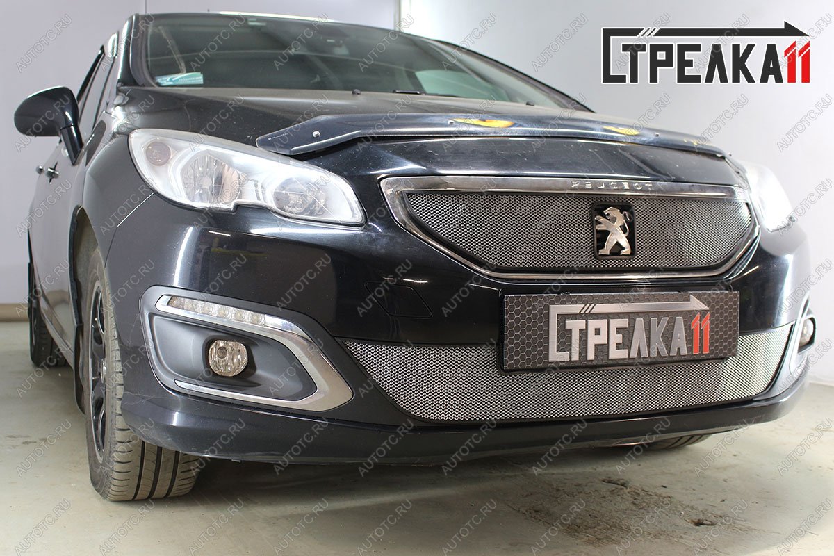 3 379 р. Защита радиатора (низ) Стрелка11 Стандарт Peugeot 408 рестайлинг (2015-2022) (черная)  с доставкой в г. Екатеринбург