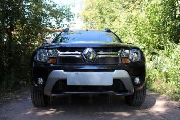 2 559 р. Защита радиатора (верх) Стрелка11 Стандарт Renault Duster HS рестайлинг (2015-2021) (черная)  с доставкой в г. Екатеринбург. Увеличить фотографию 3