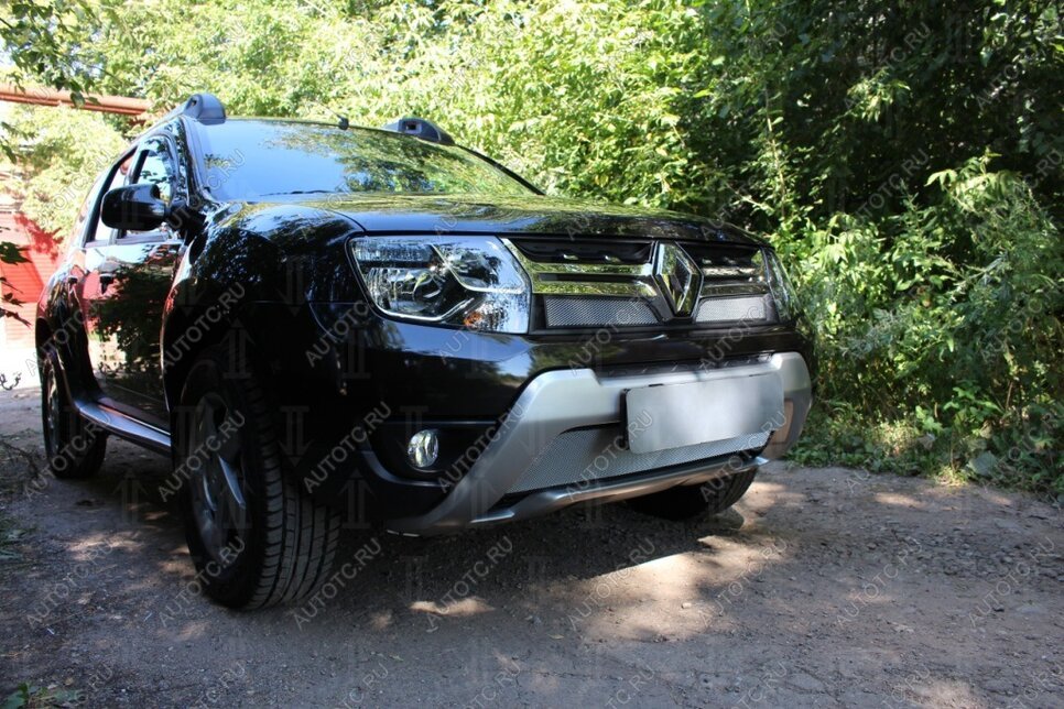 3 199 р. Защита радиатора (низ) Стрелка11 Стандарт  Renault Duster  HS (2015-2021) рестайлинг (хром)  с доставкой в г. Екатеринбург