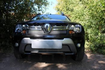 3 199 р. Защита радиатора (низ) Стрелка11 Стандарт  Renault Duster  HS (2015-2021) рестайлинг (хром)  с доставкой в г. Екатеринбург. Увеличить фотографию 3