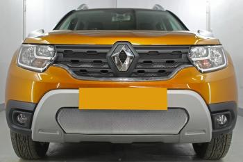 3 899 р. Защита радиатора (низ) Стрелка11 Стандарт  Renault Duster  HM (2020-2024) (хром)  с доставкой в г. Екатеринбург. Увеличить фотографию 2