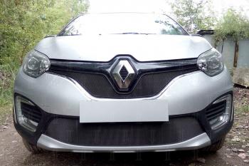 3 299 р. Защита радиатора (верх) Стрелка11 Стандарт  Renault Kaptur (2016-2020) дорестайлинг (черная)  с доставкой в г. Екатеринбург. Увеличить фотографию 2