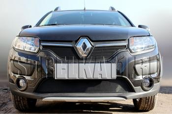 2 999 р.  Защита радиатора Стрелка11 Стандарт  Renault Logan  2 - Sandero Stepway  (B8) (черная)  с доставкой в г. Екатеринбург. Увеличить фотографию 1