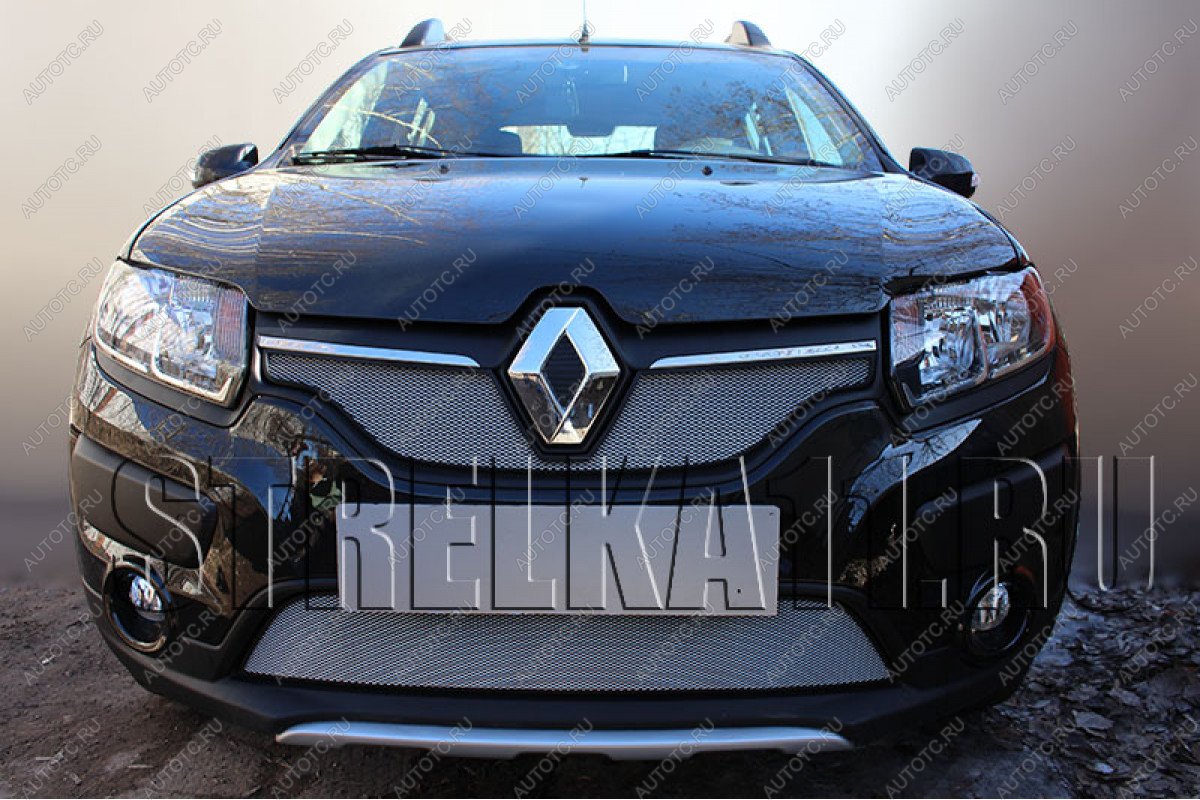 2 899 р. Защита радиатора Стрелка11 Стандарт Renault Logan 2 дорестайлинг (2014-2018) (хром)  с доставкой в г. Екатеринбург