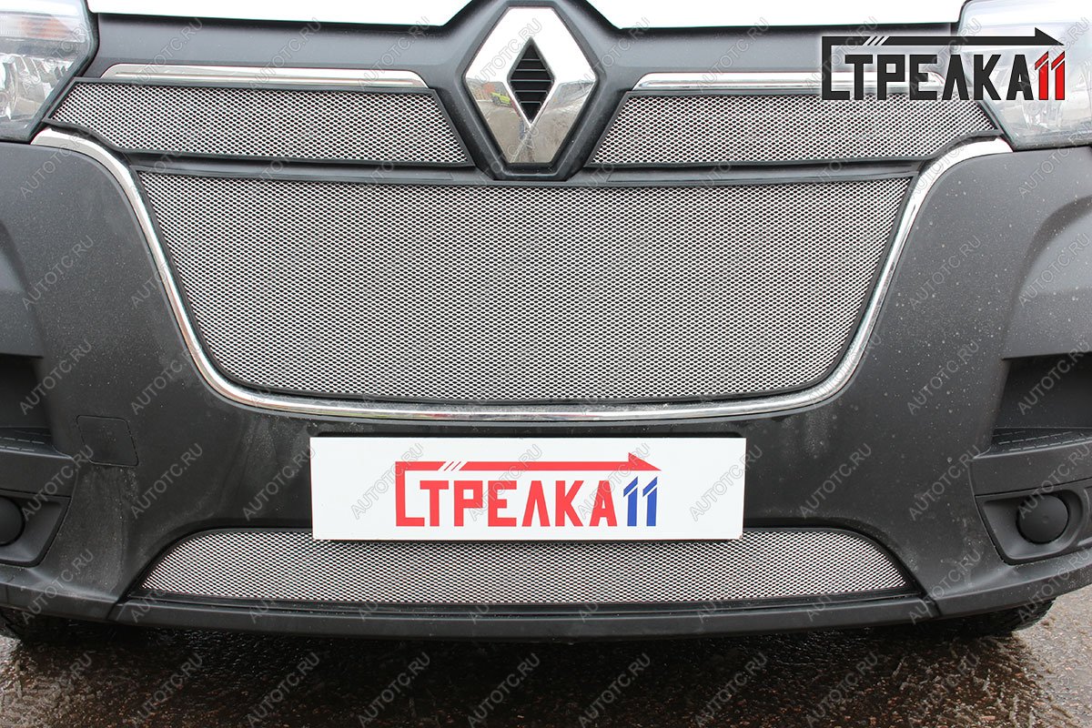 9 799 р. Защита радиатора (4 части) Стандарт  Renault Master  FV,JV (2019-2024) фургон 2-ой рестайлинг (хром)  с доставкой в г. Екатеринбург