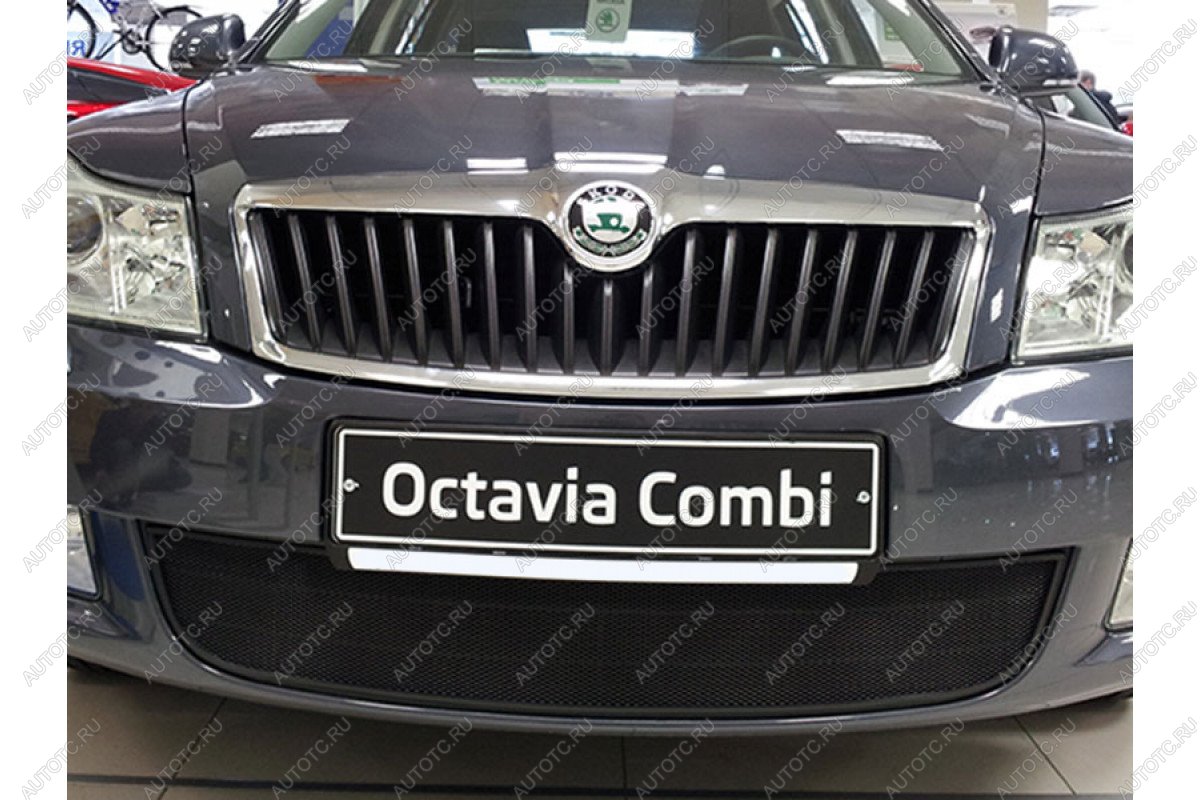 2 899 р. Защита радиатора Стрелка11 Стандарт  Skoda Octavia  A5 (2008-2013) лифтбэк рестайлинг, рестайлинг универсал (черная)  с доставкой в г. Екатеринбург