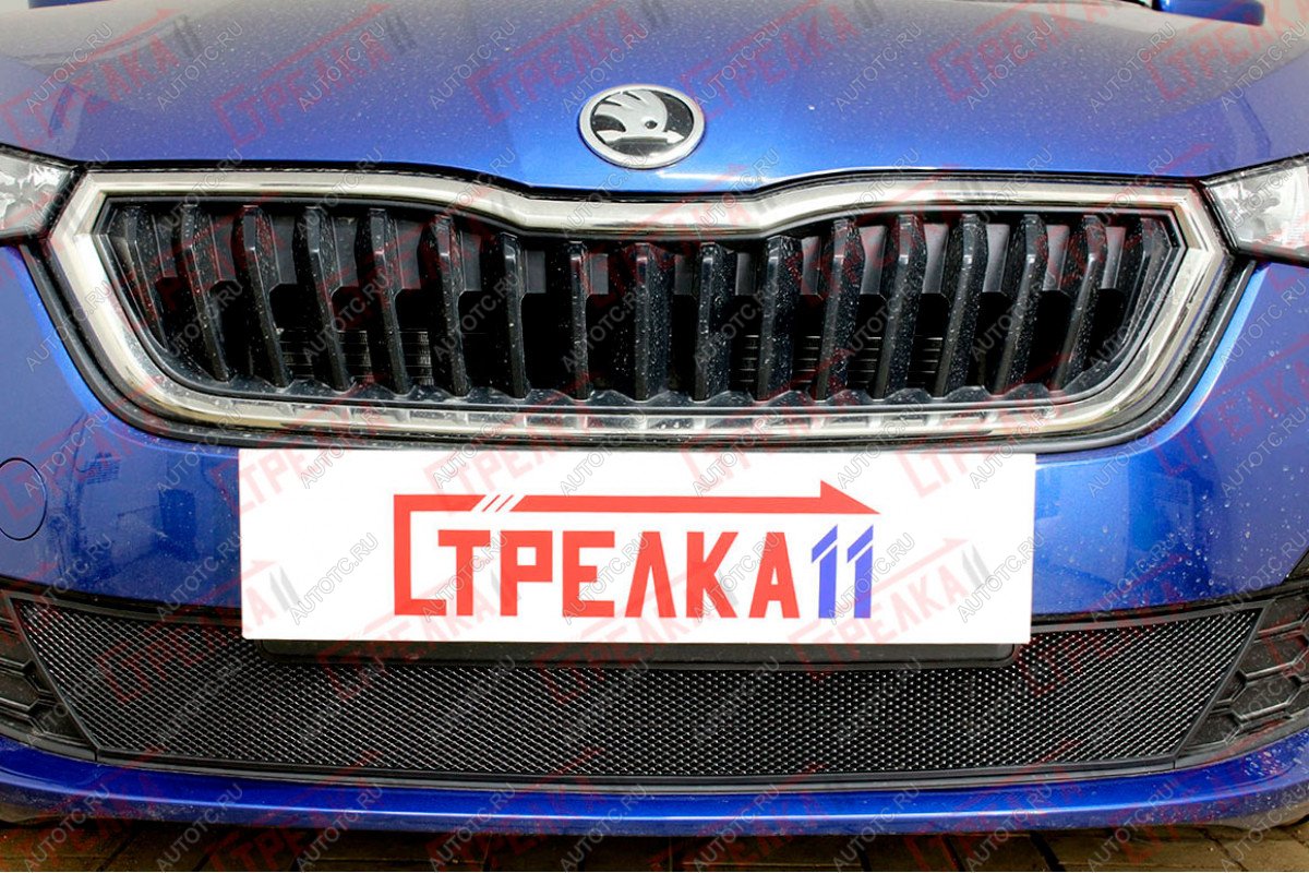 3 179 р. Защита радиатора (низ) Стрелка11 Стандарт  Skoda Rapid  MK2 (2019-2024) (черная)  с доставкой в г. Екатеринбург