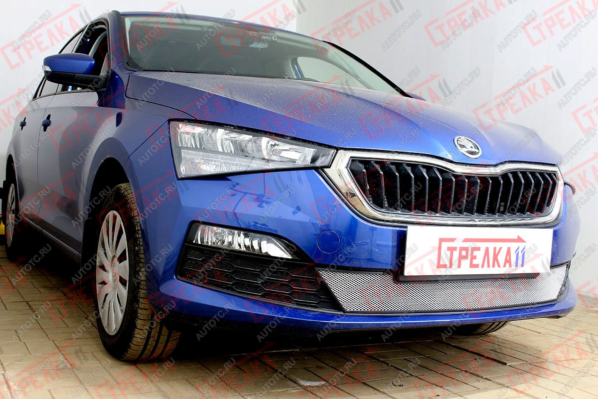 3 299 р. Защита радиатора (низ) Стрелка11 Стандарт  Skoda Rapid  MK2 (2019-2024) (хром)  с доставкой в г. Екатеринбург