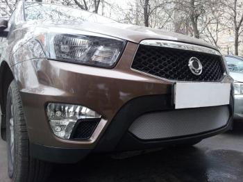 3 279 р. Защита радиатора Стрелка11 Стандарт  SSANGYONG Actyon Sport (2012-2024) (хром)  с доставкой в г. Екатеринбург. Увеличить фотографию 2