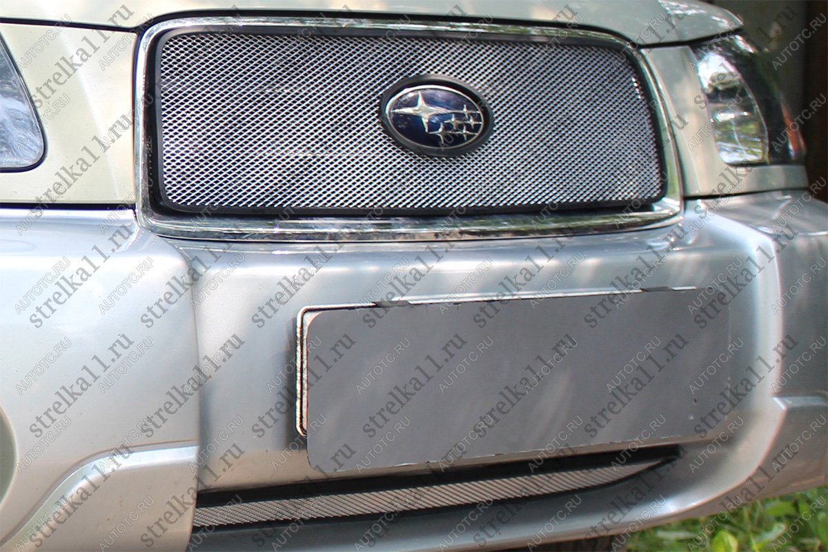 2 799 р. Защита радиатора (низ) Стрелка11 Стандарт  Subaru Forester  SG (2002-2005) дорестайлинг (хром)  с доставкой в г. Екатеринбург