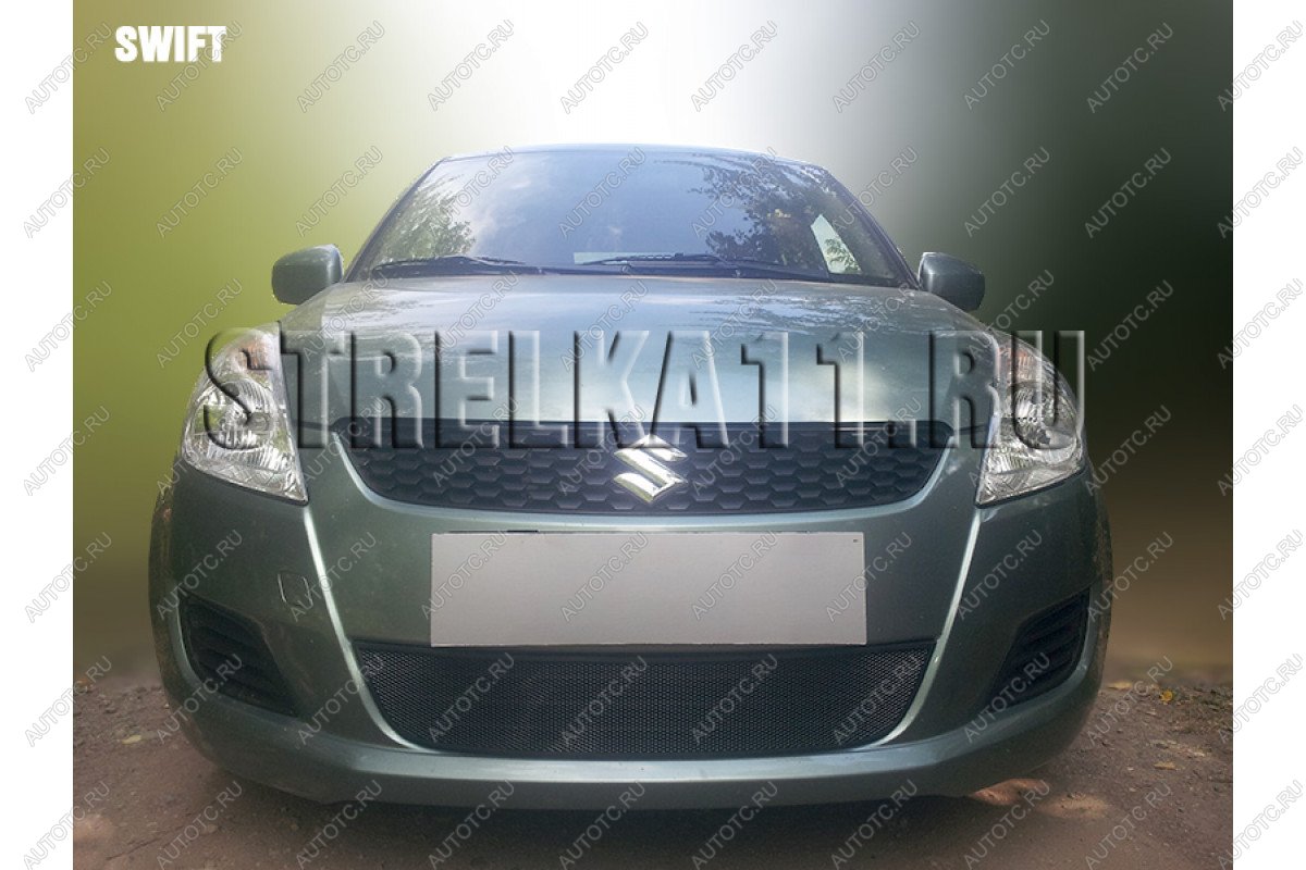 2 899 р. Защита радиатора Стрелка11 Стандарт  Suzuki Swift  ZC72S (2010-2013) дорестайлинг, хэтчбэк 5 дв. (черная)  с доставкой в г. Екатеринбург