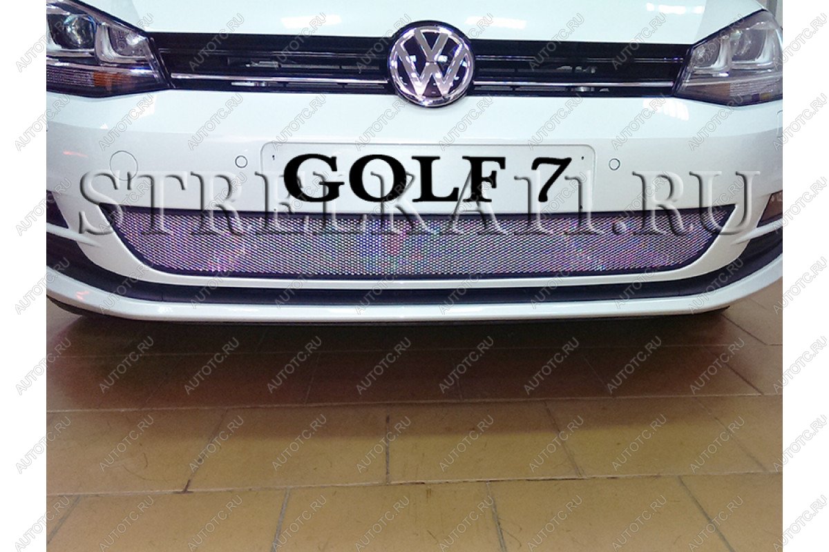 3 279 р. Защита радиатора Стрелка11 Стандарт  Volkswagen Golf  7 (2012-2017) дорестайлинг, хэтчбэк 5 дв. (хром)  с доставкой в г. Екатеринбург