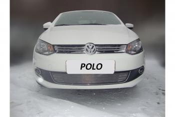 2 999 р. Защита радиатора Стрелка11 Стандарт  Volkswagen Polo  5 (2009-2015) хэтчбек дорестайлинг (хром)  с доставкой в г. Екатеринбург. Увеличить фотографию 2