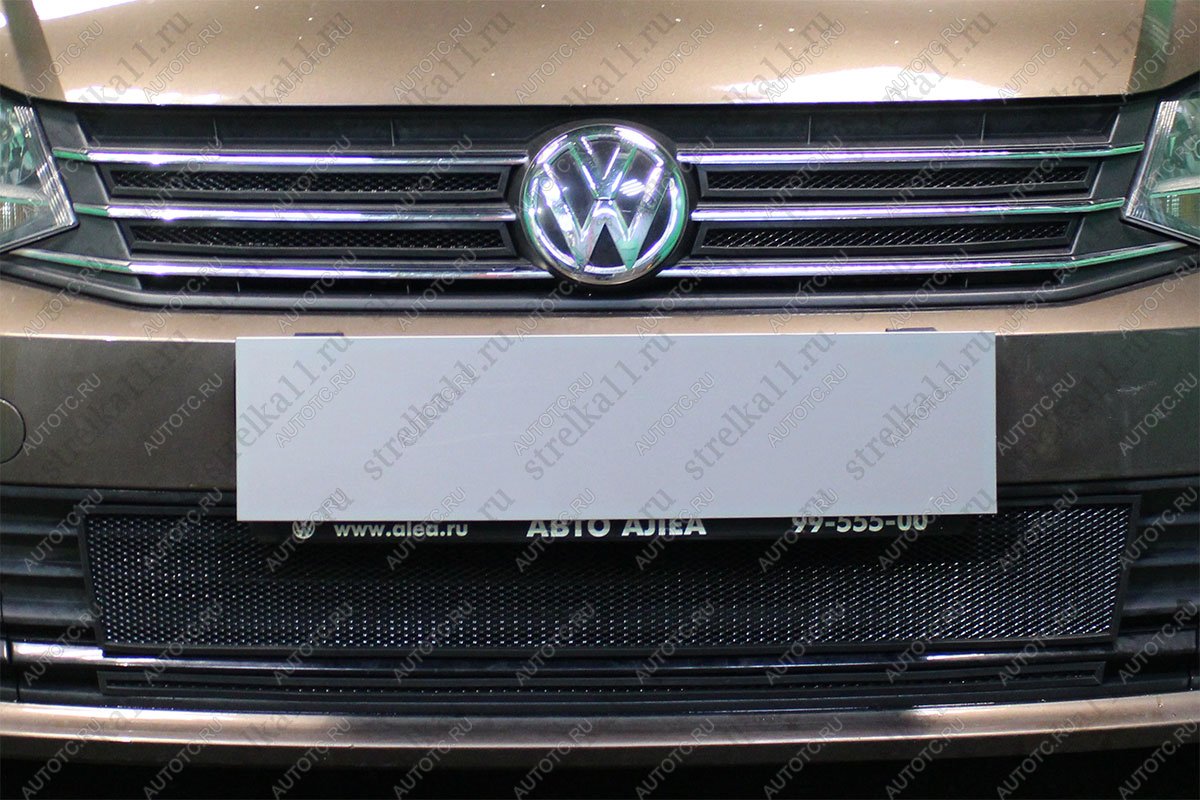 3 679 р. Защита радиатора (4 части верх) Стрелка11 Стандарт  Volkswagen Polo  5 (2015-2020) седан рестайлинг (черная)  с доставкой в г. Екатеринбург