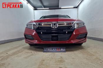 1 199 р. Зимняя заглушка решетки радиатора (низ 4 части) Стрелка11 Honda Accord CV (2019-2022) (черная)  с доставкой в г. Екатеринбург. Увеличить фотографию 2