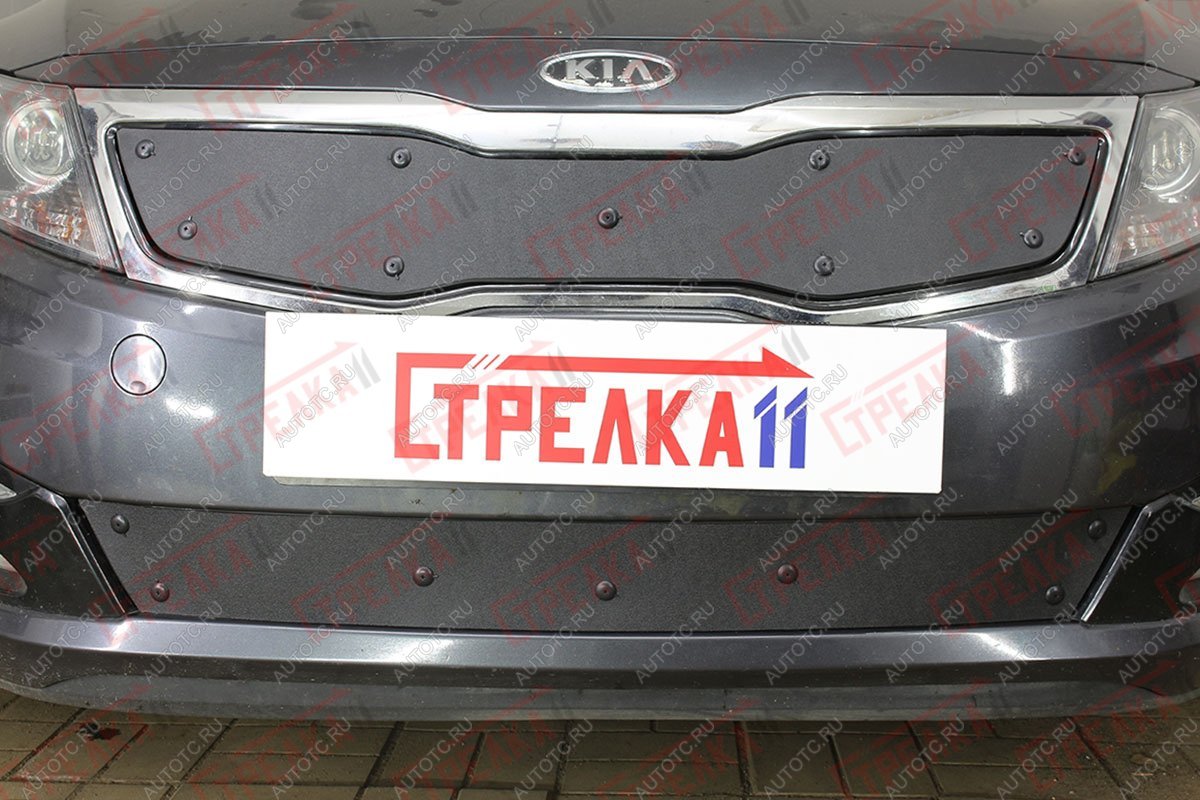 799 р. Зимняя заглушка решетки радиатора (низ) Стрелка11 KIA Optima 3 TF дорестайлинг седан (2010-2013) (черная)  с доставкой в г. Екатеринбург