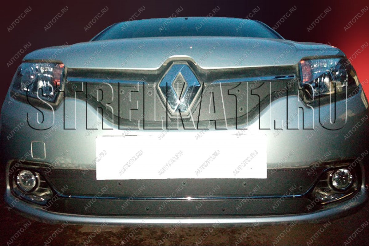 799 р. Зимняя заглушка решетки радиатора (Privilege, Luxe Privilege) (низ) Стрелка11 Renault Logan 2 дорестайлинг (2014-2018) (черная)  с доставкой в г. Екатеринбург