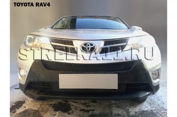 799 р. Зимняя заглушка решетки радиатора (низ) (Стандарт) Стрелка11 Toyota RAV4 XA40 5 дв. дорестайлинг (2012-2015) (черная)  с доставкой в г. Екатеринбург. Увеличить фотографию 2