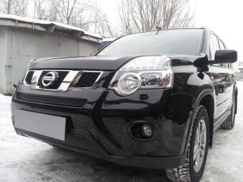 Защита радиатора (середина) Стрелка11 PREMIUM Nissan (Нисан) X-trail (Х-трейл)  2 T31 (2010-2015) 2 T31 рестайлинг  (черная)