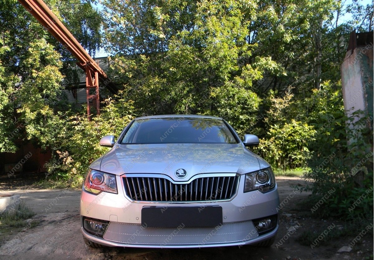 5 399 р. Защита радиатора Стрелка11 PREMIUM  Skoda Superb ( (B6) 3T,  B6 (3T5)) (2013-2015) лифтбэк рестайлинг, универсал рестайлинг (хром)  с доставкой в г. Екатеринбург