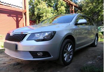 5 399 р. Защита радиатора Стрелка11 PREMIUM  Skoda Superb ( (B6) 3T,  B6 (3T5)) (2013-2015) лифтбэк рестайлинг, универсал рестайлинг (хром)  с доставкой в г. Екатеринбург. Увеличить фотографию 2